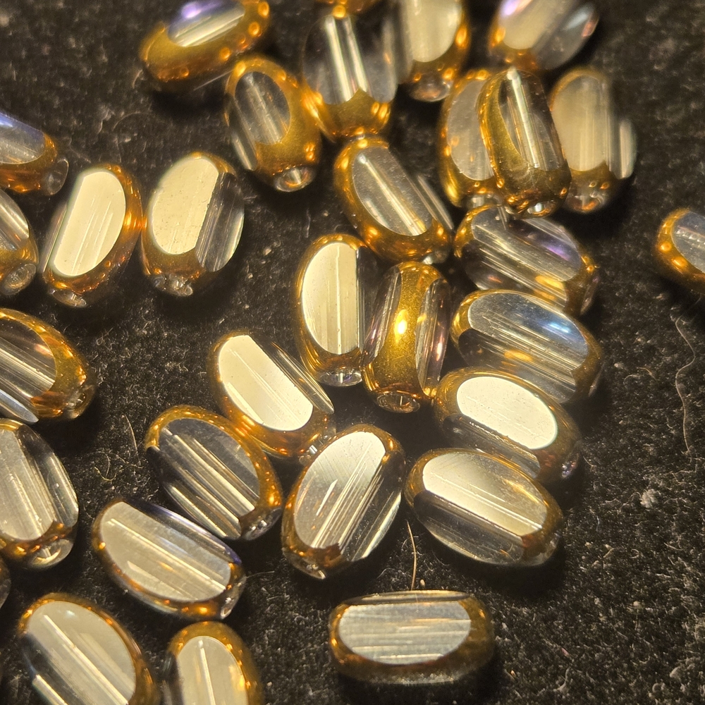 Gold Oval Smooth Crystal Beads